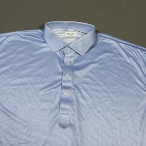 Collars and Co Dress Collar Polo Shirt Mens 3XL Blue White Houndstooth NWOT